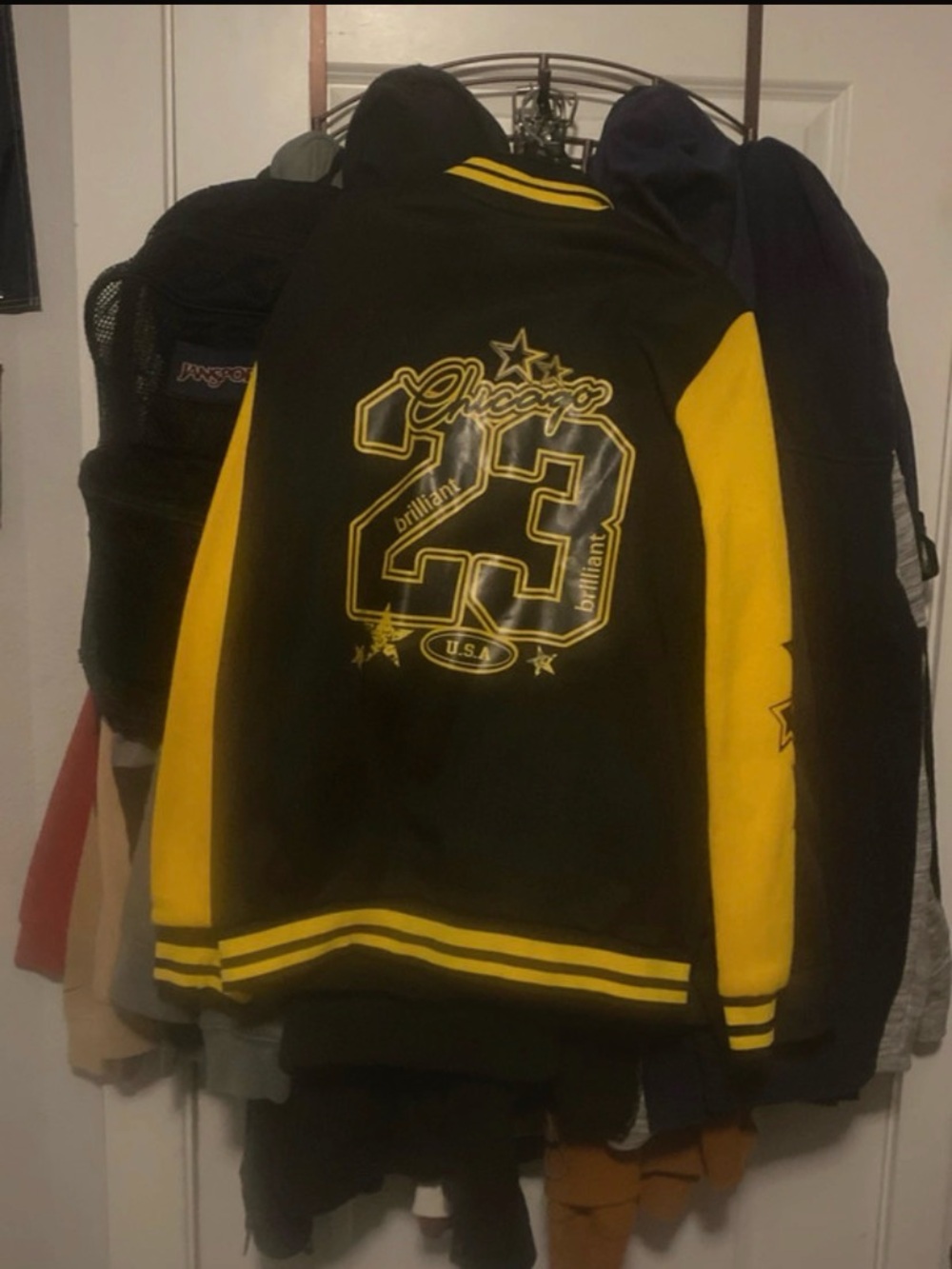 H&M Black and Yellow Varsity Zip-Up Sweater Jacket